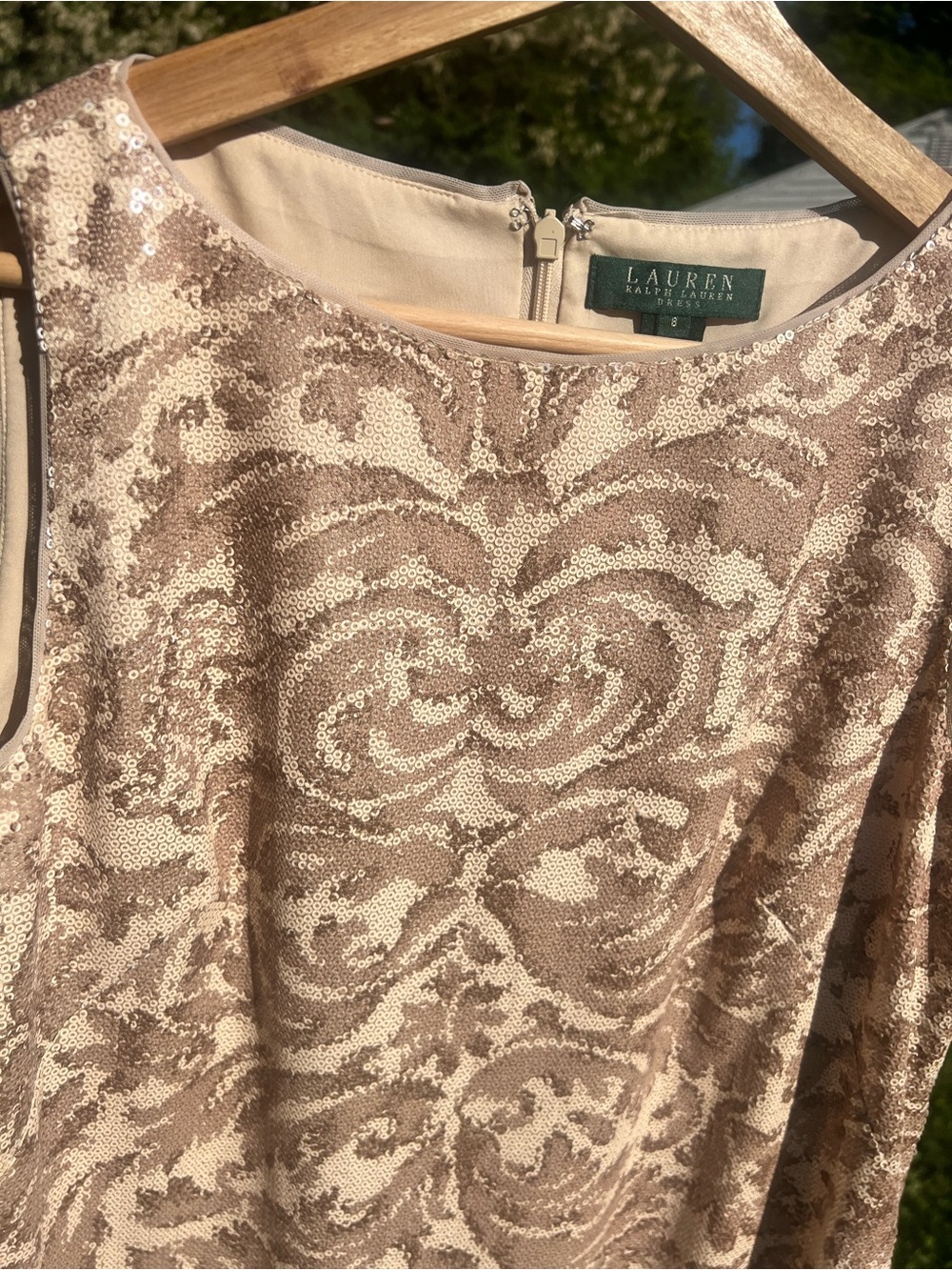 Ralph Lauren Champagne Damask Sheath Dress - Picture 3 of 4